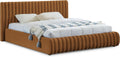 Meridian Furniture NicoSaddle-Q Nico Collection Modern | Contemporary Velvet Upholstered Queen Bed with Rich Saddle Velvet and Deep Channel Tufting, 74' W x 91' D x 38' H, Saddle, Queen