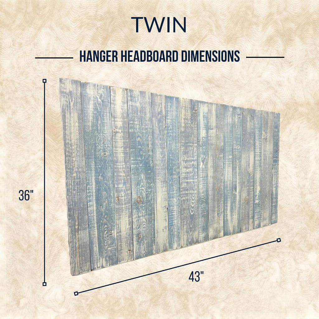 Barn Walls Twin Wood Headboard - Blue Powderwash Farmhouse Design - Wall Mounted Floating Headboard for Twin Bed - Handcrafted Solid Wood - Easy No-Drill Installation