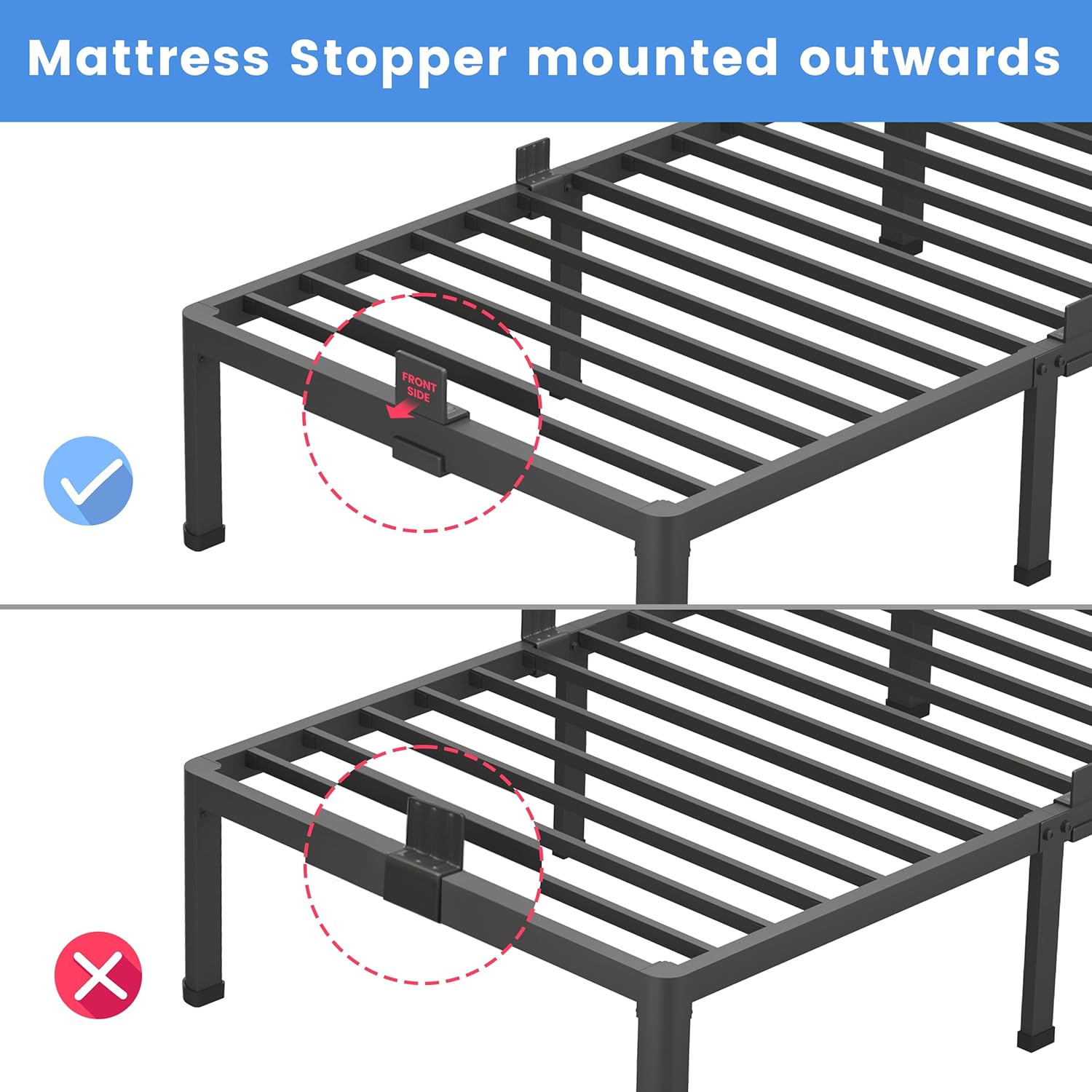MAF 10 Inch King Metal Platform Bed Frame with Round Corner Legs, 3000 LBS Heavy Duty Steel Slats Support, Noise Free, No Box Spring Needed, Easy Assembly