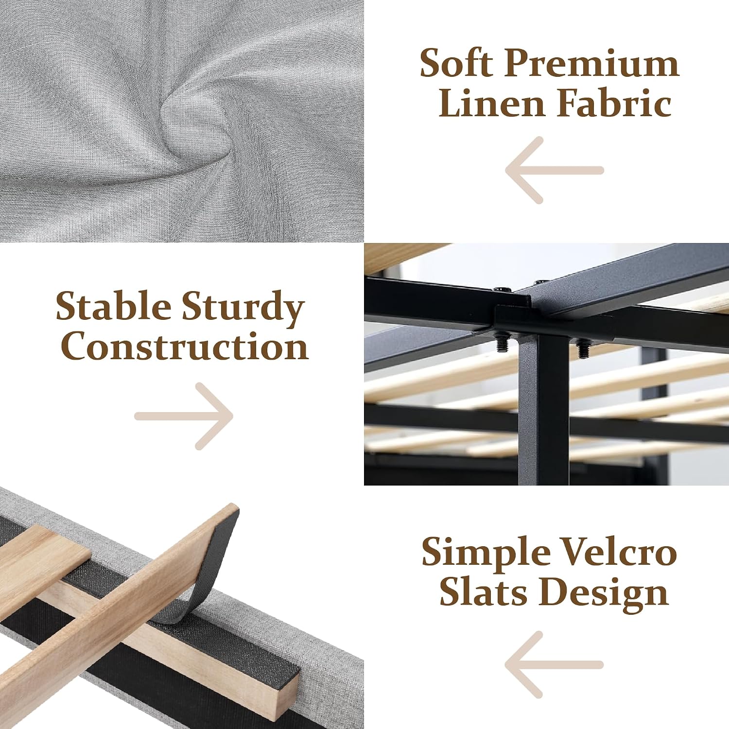CXVX Queen Size Platform Bed Frame with Upholstered Headboard, Button Tufted Design, Strong Wooden Slats, No Box Spring Needed, Easy Assembly, Noise Free
