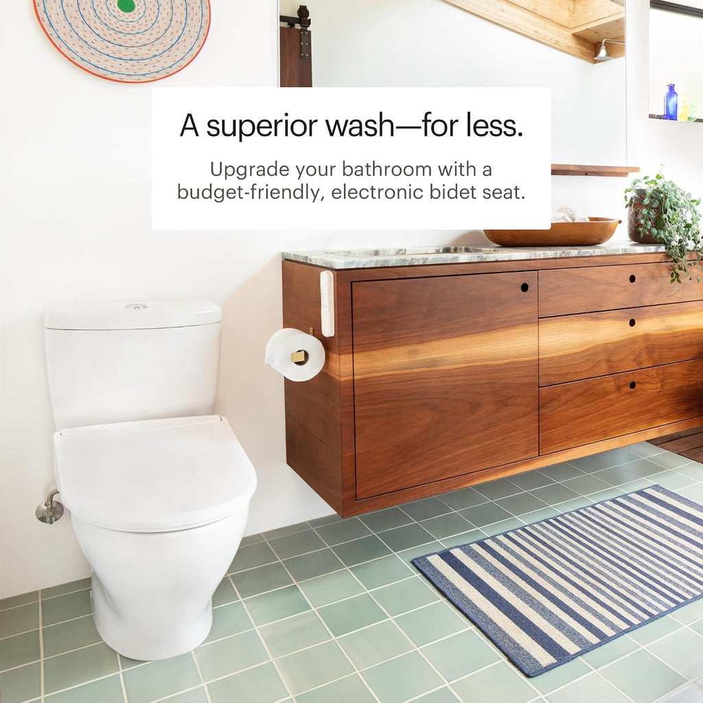 Brondell T44-RW Swash Thinline Electric Bidet Toilet Seat with Oscillating Stainless Steel Nozzle, T44-Thinline