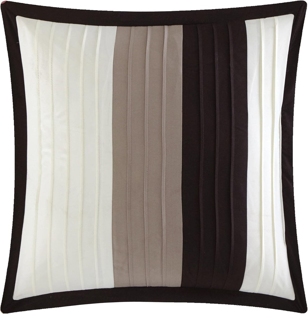 Chic Home Beige Bed in a Bag Comforter Set, Queen Size (10 Pieces), Ayelet - Color Block Stripe Premium Microfiber Bedding - Comforter, Flat & Fitted Sheets, Shams, Pillowcases & Decorative Pillows