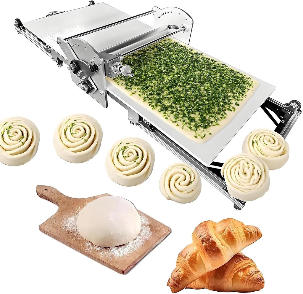 Electric Dough Sheeter For Pastry/Fondant Roller,40×17.7in Folding Stainless Steel Dough Sheeter,Adjustable Thickness Settings 0.07'-1.18',Reversible Dough Sheeter-Forward&Reverse Rolling