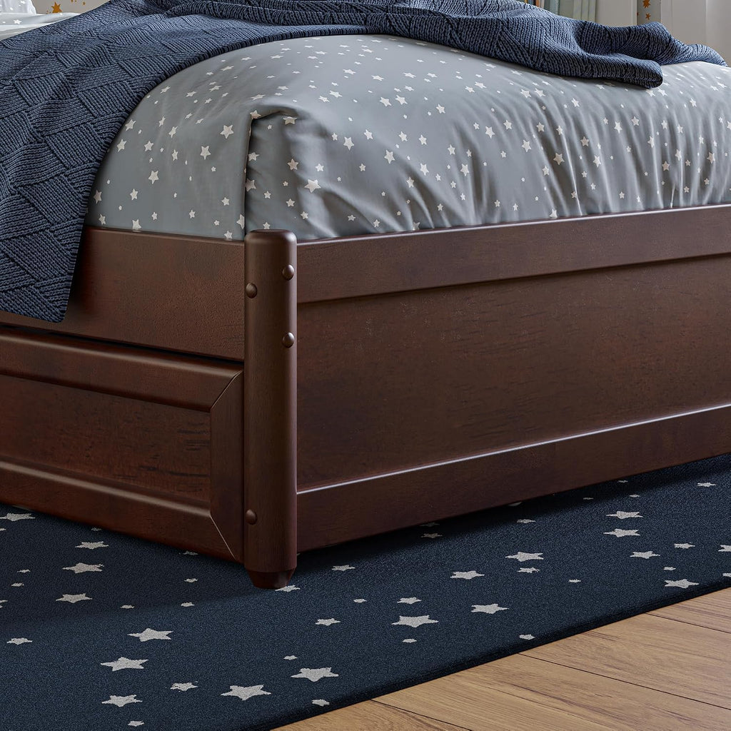 AFI, Wesley Twin Platform Bed with Panel Footboard & Storage Drawers, Walnut