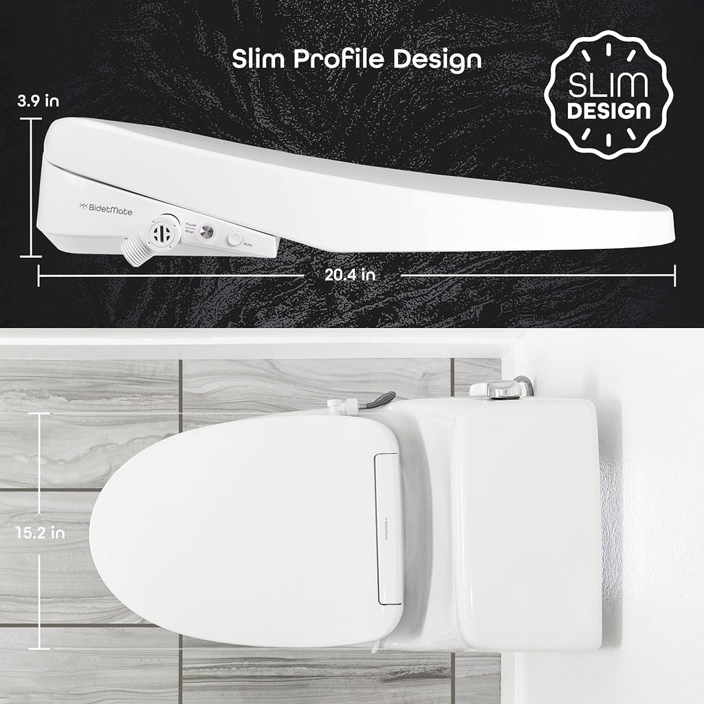 BidetMate 3000 Series Electric Toilet Seat Bidet with Unlimited Heated Water, Remote, and Adjustable Warm Air Dryer - Adjustable and Self-Cleaning - Fits Elongated Toilets