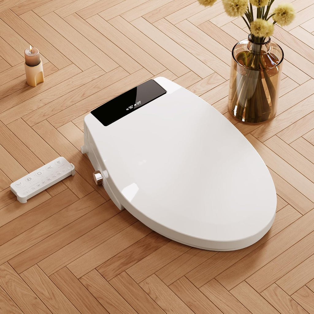 DeerValley Electric Bidet Toilet Seat with Heated Seat, Hot & Cold Massage and Micro Bubble Wash, Auto Deodorization, Warm Air Dryer, Adjustable Warm Water, Slow Closed Lid, LED Display, Elongated