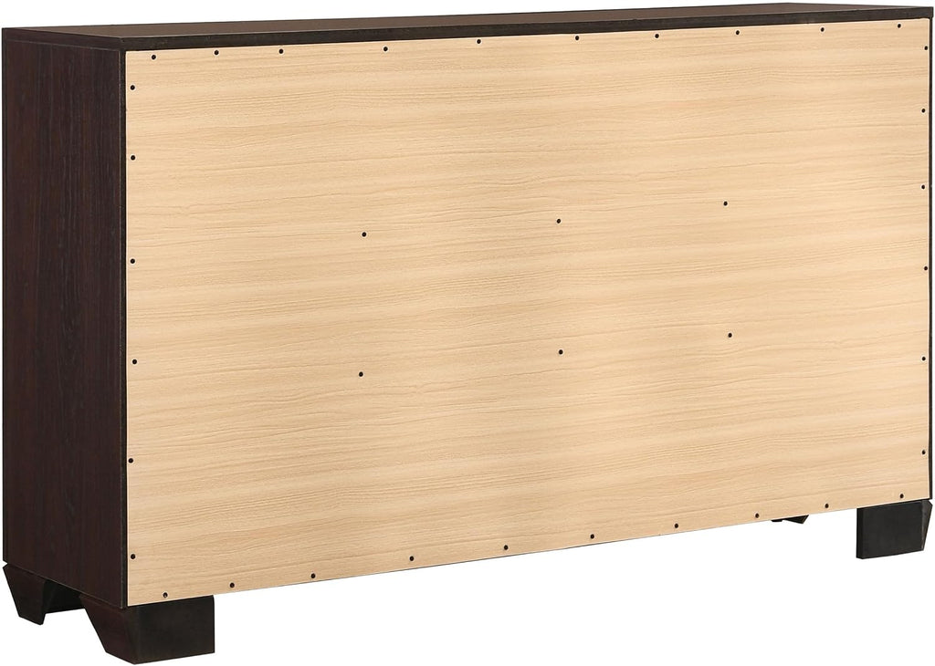 Coaster Home Furnishings Kauffman Transitional 4-Piece Bedroom Set Eastern King Size Panel Bed Frame 54-inch Headboard Dark Cocoa 204391KE-S4