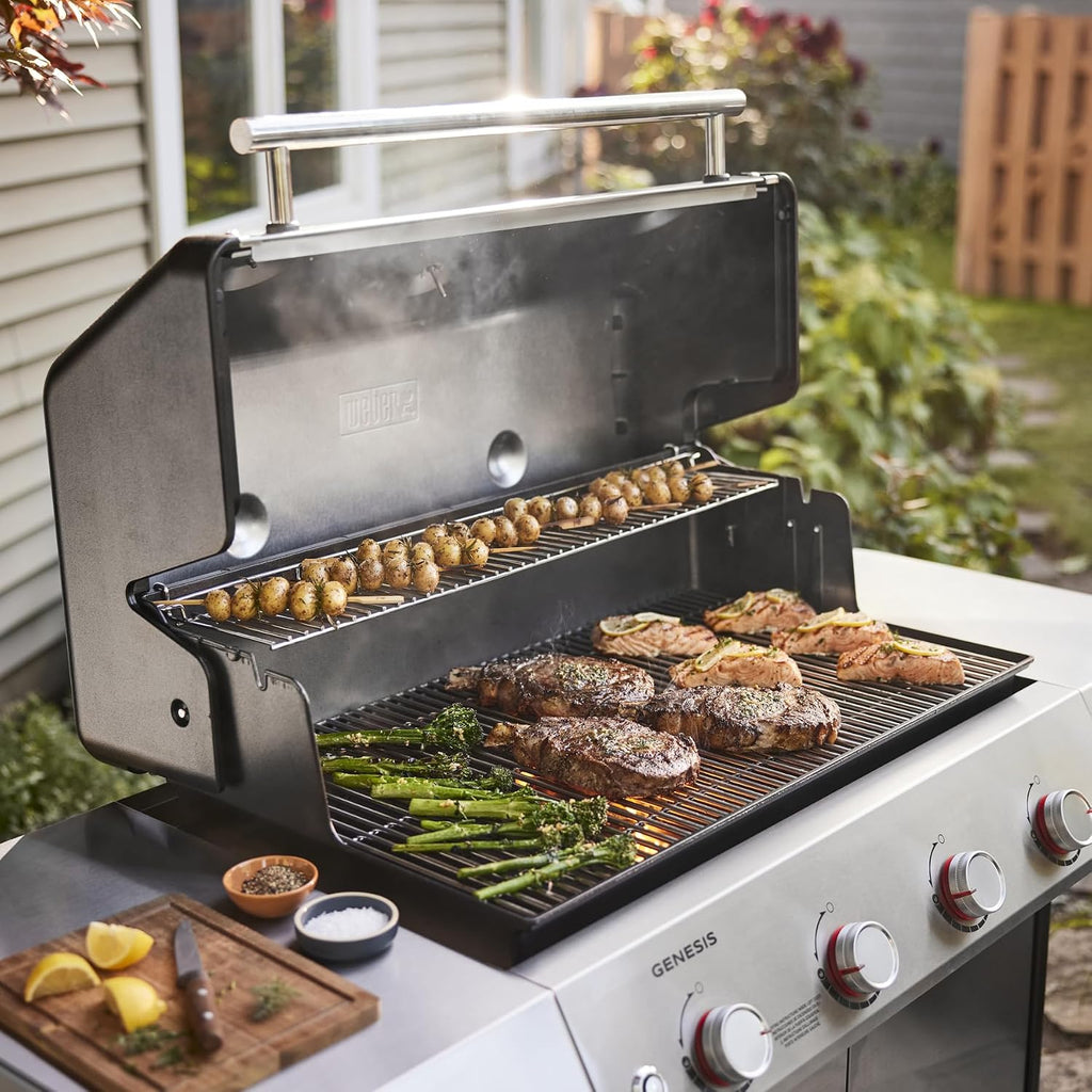Weber Genesis S-415 Natural Gas Grill for Outdoor Cooking, Stainless Steel, 4 Burners – Stainless Steel Cooking Grates & PureBlu Burners
