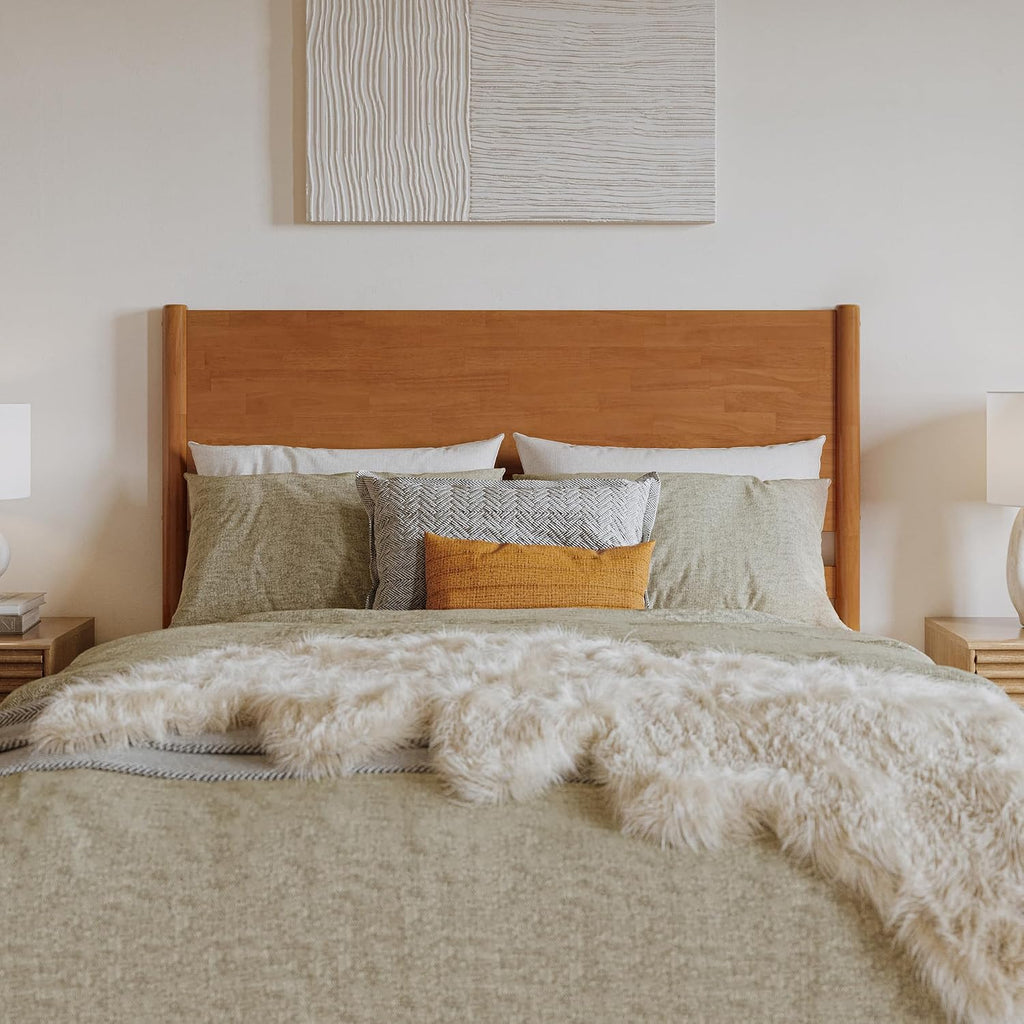 AFI, Pasadena Queen Solid Wood Low Profile Platform Bed, Light Toffee