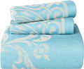 Superior Cotton Blend 3-Piece Bedspread Set, Tailored Bedspread Drape, 2 Matching Pillow Shams, Lightweight Blanket, Jacquard Traditional Medallion Bedding Decor, Adalie Collection, King, Aqua