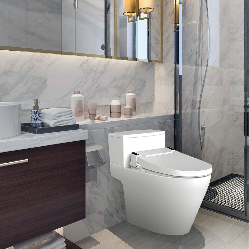 VOVO VB-6100SR Round Bidet Toilet Seat, Warm Water, LED Light, Heated Seat, White, Dryer, Stainless Steel Nozzle, Made in Korea