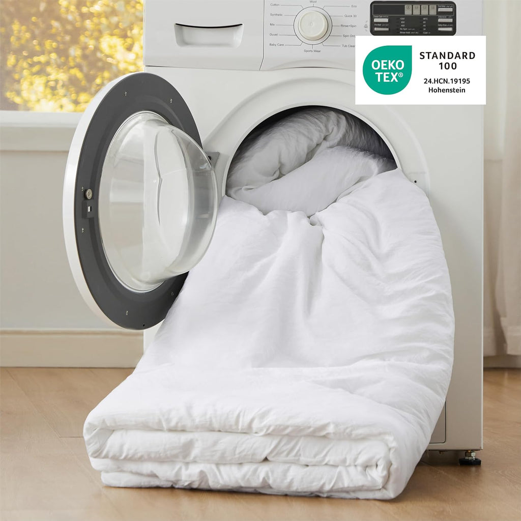 Bedsure Super King Plus Comforter Set, White Soft Prewashed Bedding for All Seasons, 3 Pieces GentleSoft™ Bed Set, 1 Lightweight Comforter (128'x120') and 2 Pillowcases (20'x36')