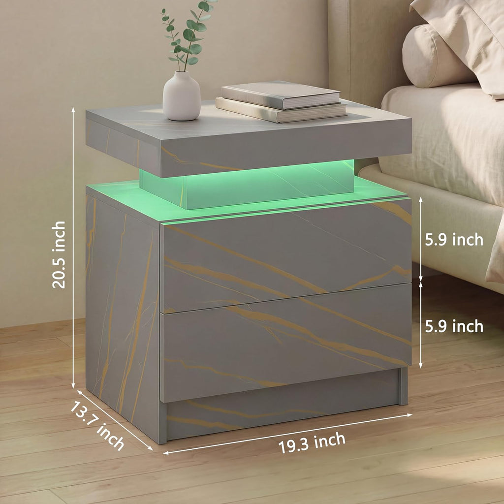 i-aplus Nightstand Set of 2 Modern Night Stands Set of 2 Bed Side Table with 2 Drawers End Tables for Bedroom, Living Room