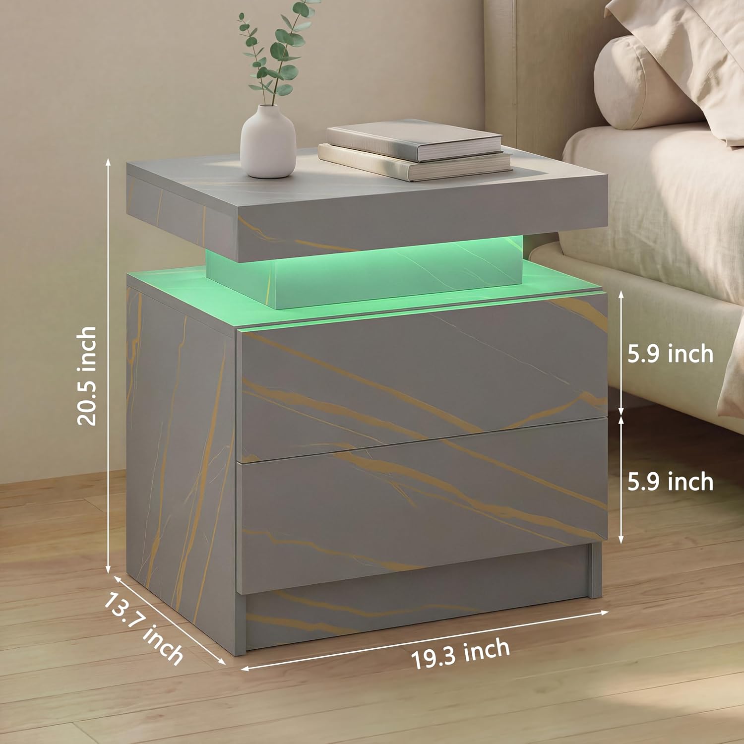 i-aplus Nightstand Set of 2 Modern Night Stands Set of 2 Bed Side Table with 2 Drawers End Tables for Bedroom, Living Room