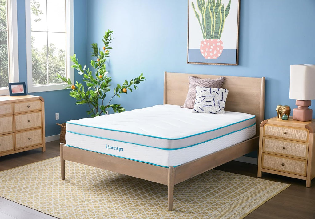 Linenspa 12 Inch Memory Foam and Spring Hybrid Mattress - Medium Plush Feel - Bed in a Box - Pressure Relief and Adaptive Support - Breathable - Cooling - Primary Bedroom - Full Size