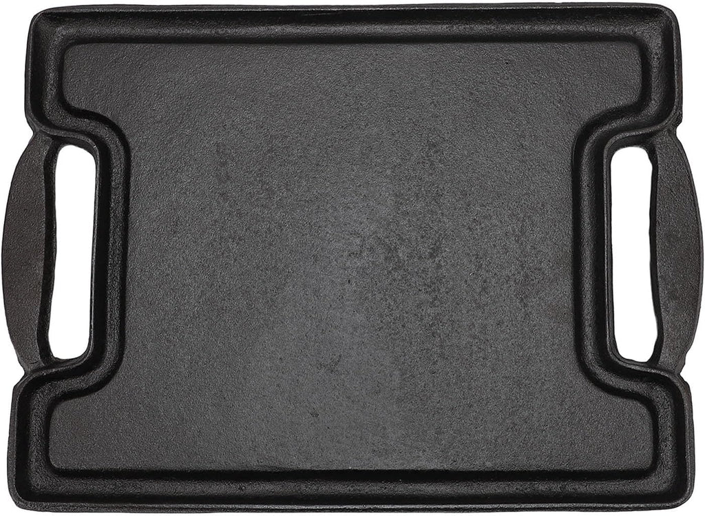 Cast Iron Grill Pan, Cast Iron Rectangular Even Heating Grilling Plate Cast Iron Griddle Stove Top Grill With BBQ Grill Plate for Meats Seafood Vegetables
