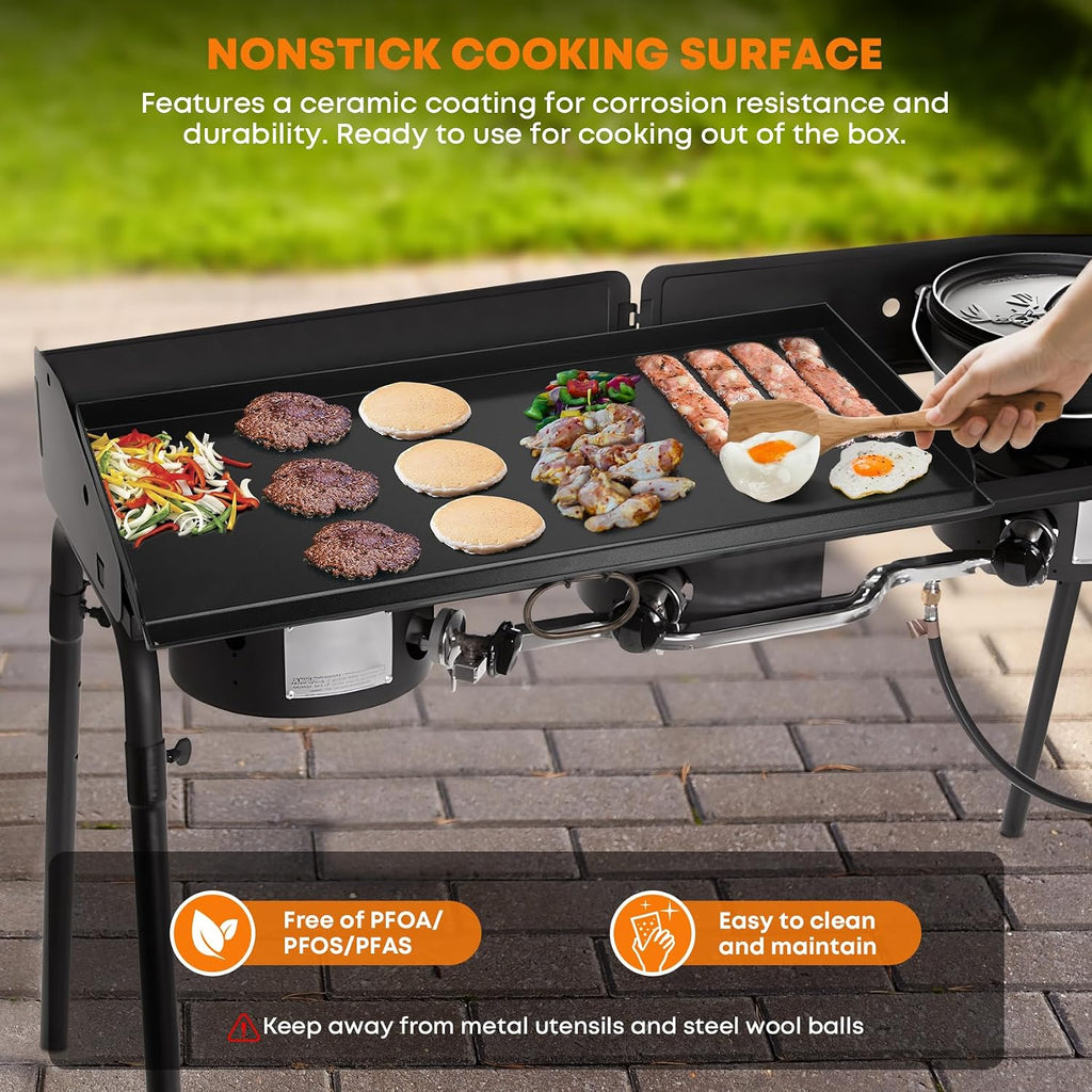 Stanbroil Universal 2-Burner Griddle, Nonstick Flat Top Griddle for Camp Chef and most 14' Deep Camping Stoves, 32' x 14'
