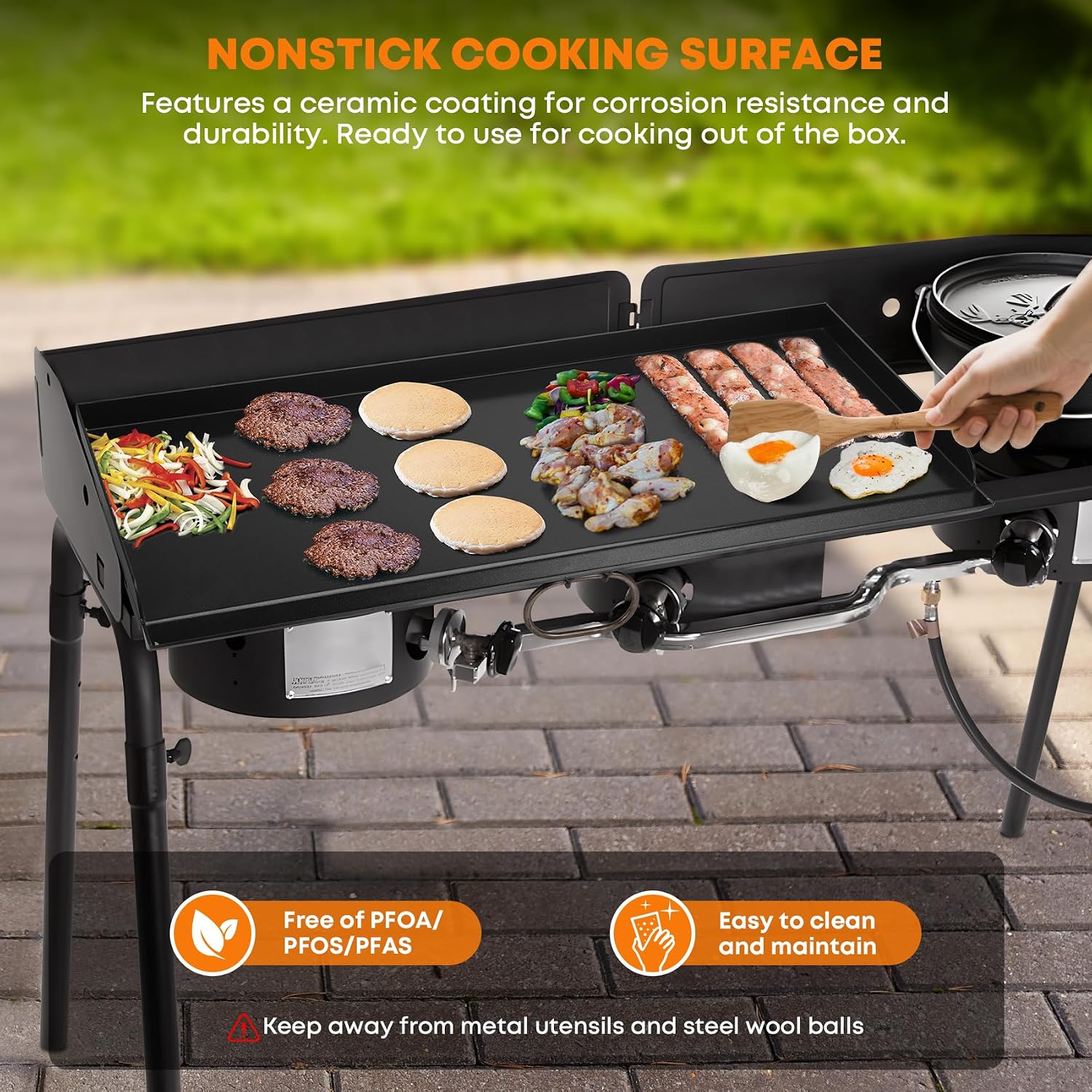 Stanbroil Universal 2-Burner Griddle, Nonstick Flat Top Griddle for Camp Chef and most 14' Deep Camping Stoves, 32' x 14'