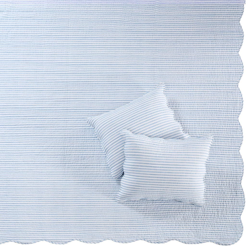 Levtex Home Martha Stripe Blue Reversible Full Bedspread Set (96x106in) with 2 Pillow Shams (26x20in) - Stripe Bedding - Blue, White - Cotton Full Size Bedspread Bedding Set - Lightweight, Soft