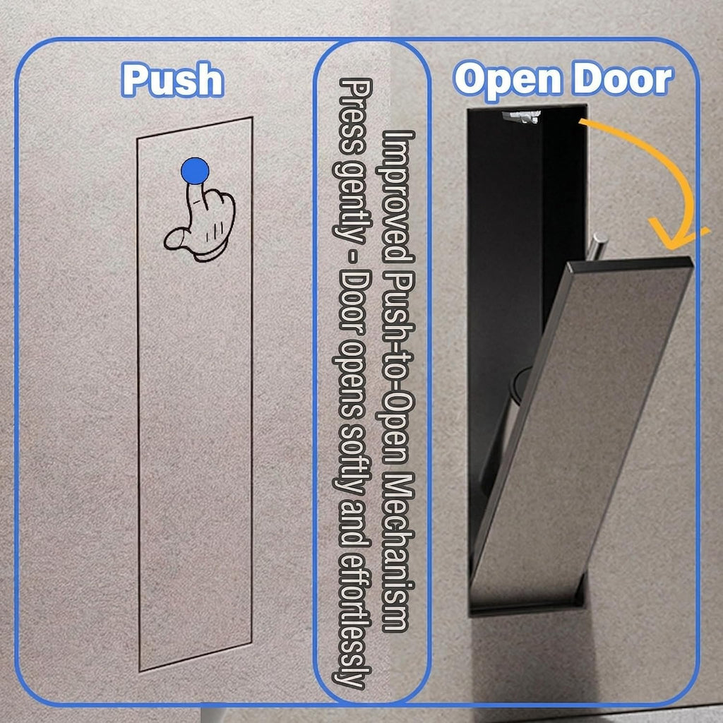 Stainless Steel Recessed Toilet Brush Holder - Invisible in-Wall Bathroom Niche Cabinet with Tileable Door, Enclosed Storage, Hygienic & Space-Saving (Matte Black ，45x12x12 cm)