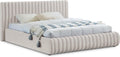 Meridian Furniture NicoCream-K Nico Collection Modern | Contemporary Velvet Upholstered King Bed with Rich Cream Velvet and Deep Channel Tufting, 89' W x 91' D x 38' H, Cream, King