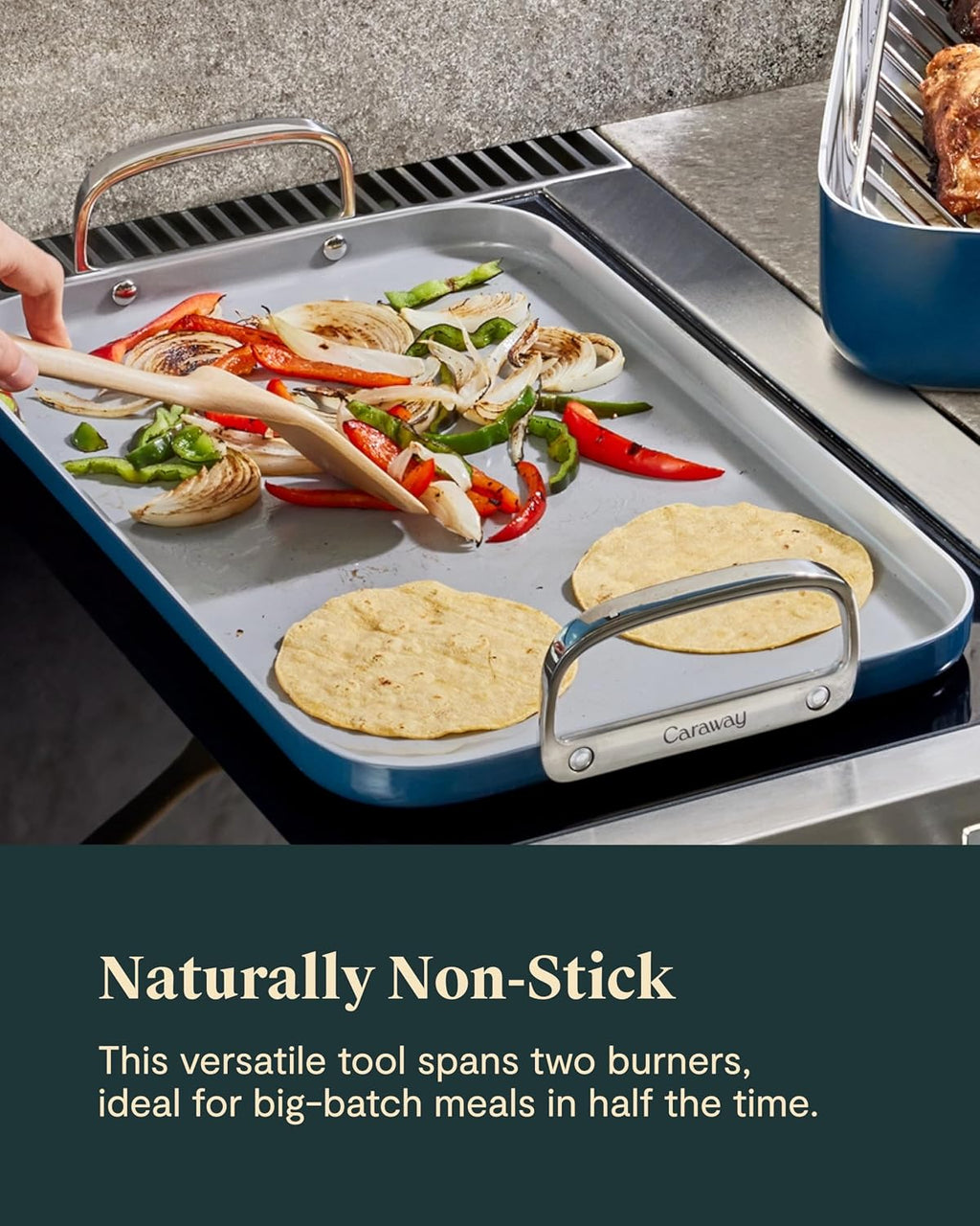 Caraway Double Burner Griddle - 19x12' Griddle Pan - Non-Stick Ceramic Coated - Non Toxic, PTFE & PFOA Free - Oven Safe & Compatible with All Stovetops - Perracotta