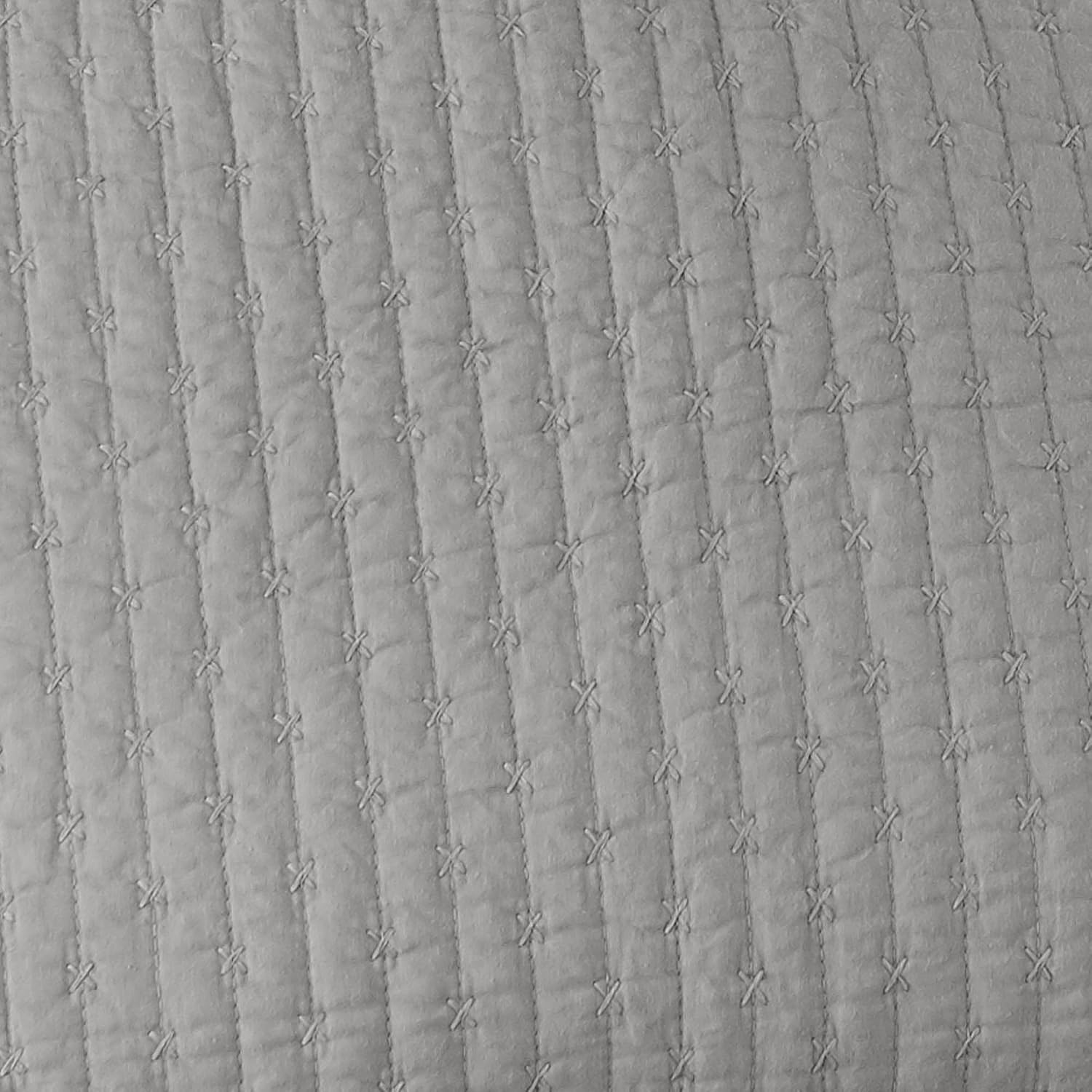 Levtex Home Cross Stitch Reversible King/Cal King Quilt Set (106x92in) and 2 Pillow Shams (36x20in) - Stitch Texture - Light Grey - Cotton King Size Quilt Bedding Set - Lightweight, Soft, Pre-Washed