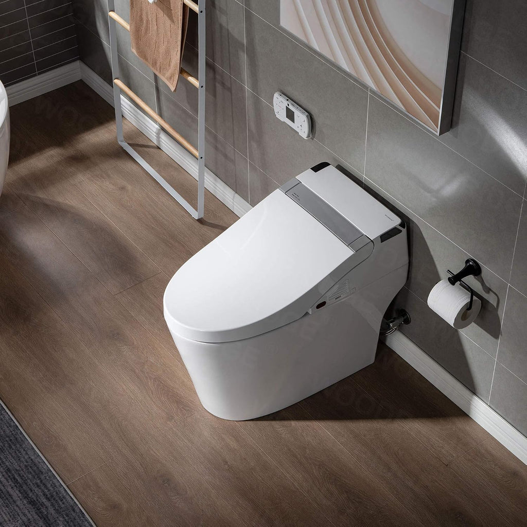 WOODBRIDGE B0960S Auto Flush, Auto Open & Auto Close, 1.28 GPF Single Flush Toilet with Smart Toilet Seat and Wireless Remote Control, Chair Height