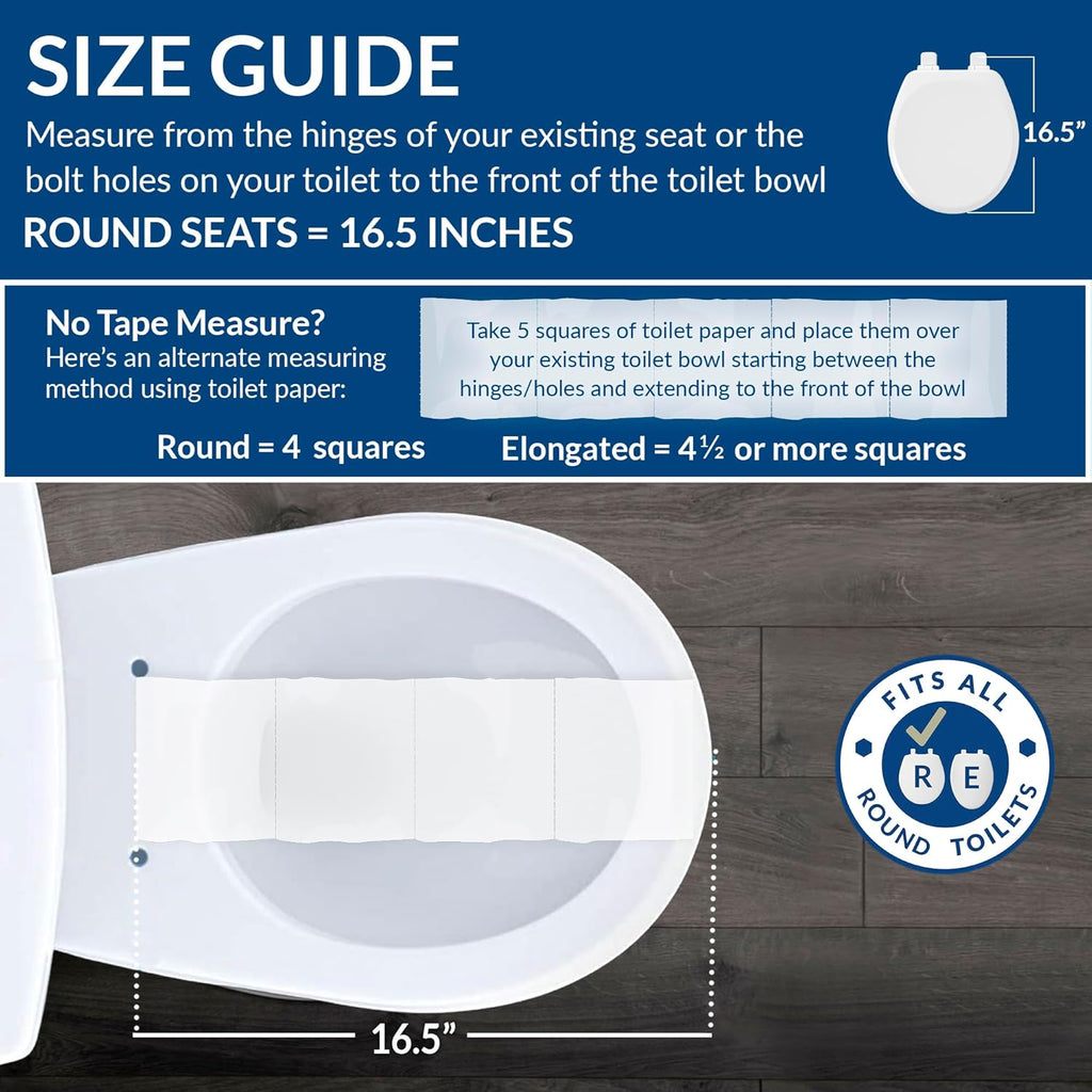 Bemis Classic Colors Slow Close Toilet Seat, Easy Clean Hinges and Durable Plastic Seat, Made in USA, Round, Colonial Blue