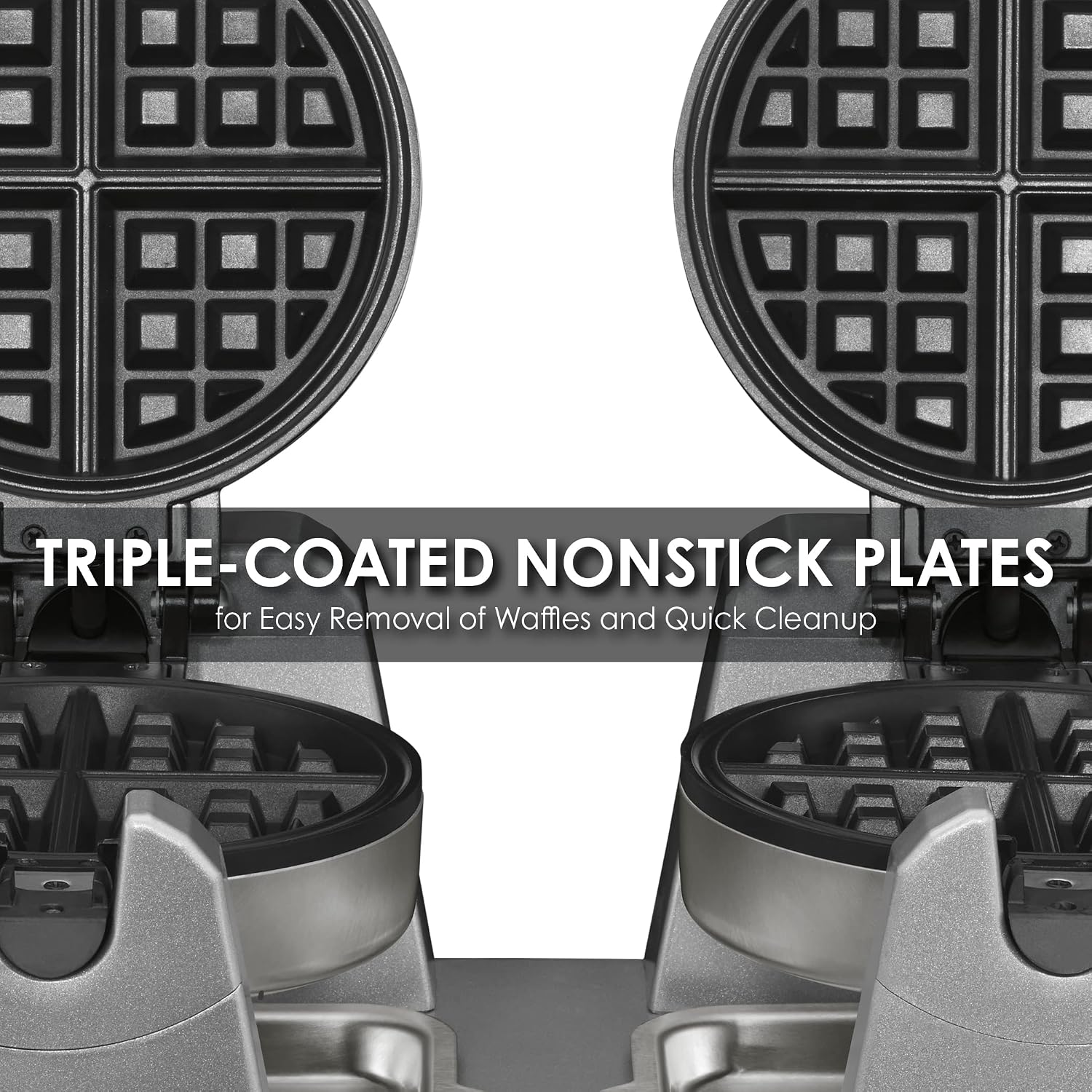 Waring Commercial WW250X Double Side by Side Belgian Waffle Maker, Coated Non Stick Cooking Plates, Produces 50 Waffles Per Hour,120V, 2400W, 5-20 Phase Plug