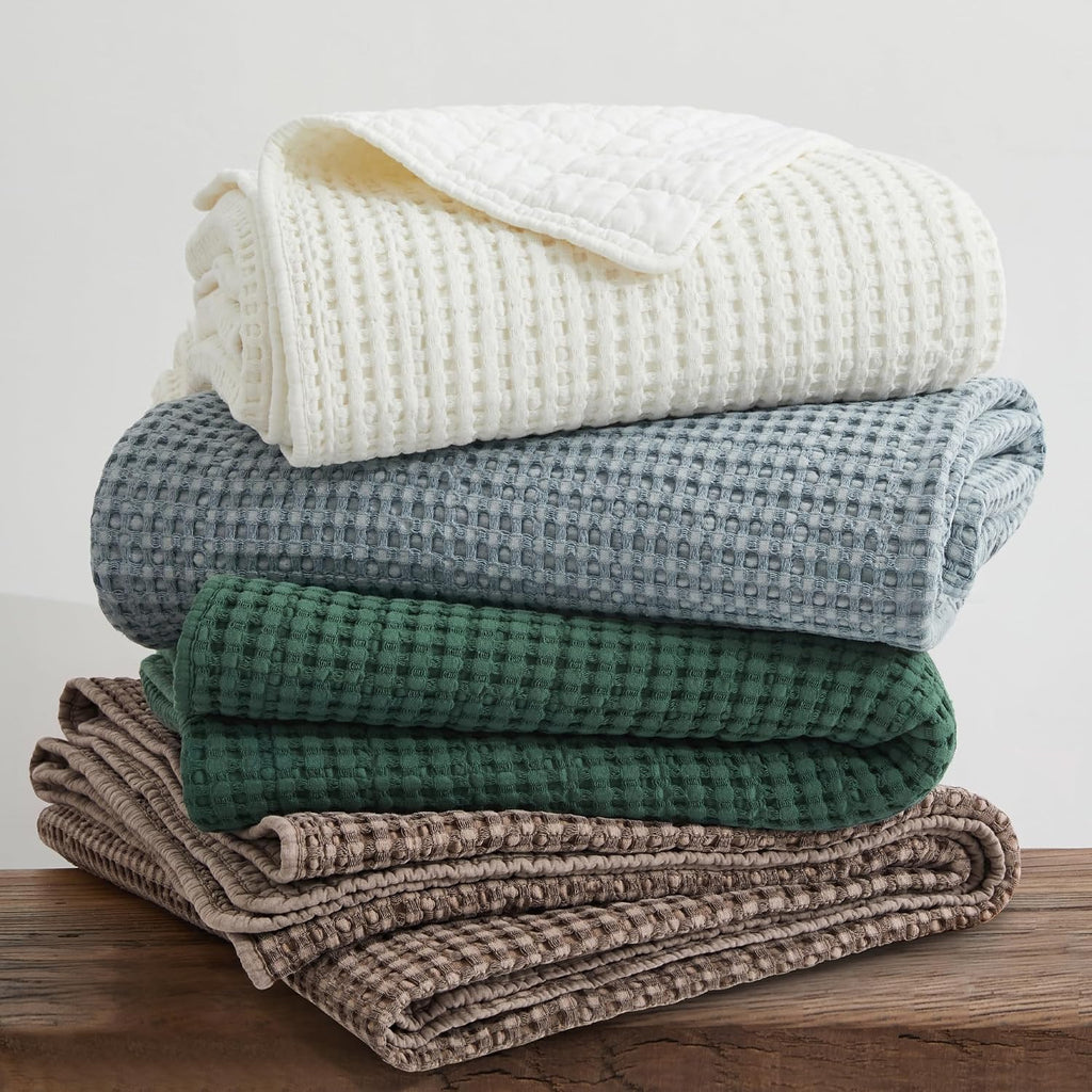 Levtex Home Mills Waffle King/Cal King Quilt Set (106x92in) with 2 Pillow Shams (36x20in) - Cocoa - Cotton Waffle King Size Quilt Bedding Set - Lightweight, Soft, Pre-Washed