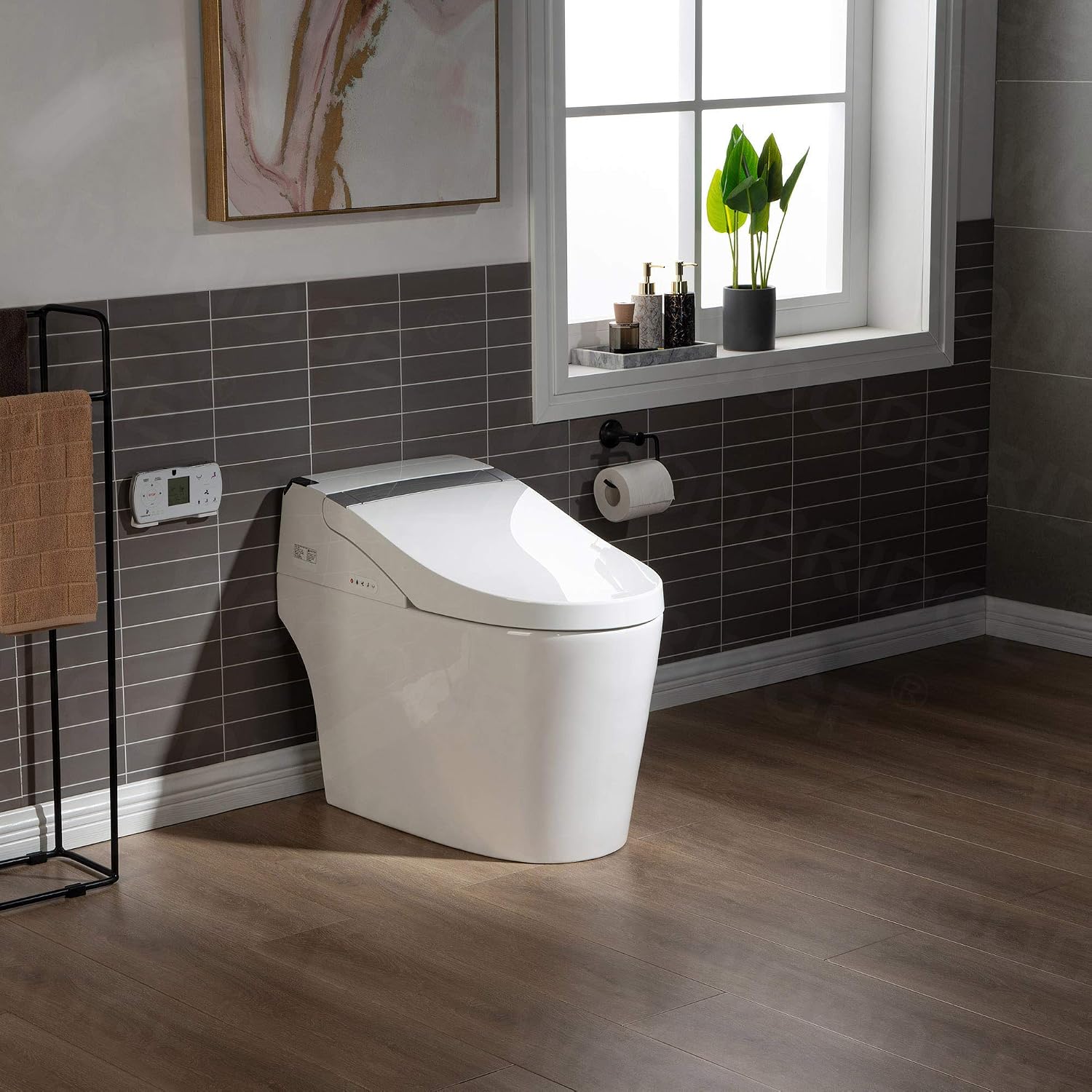 WOODBRIDGE B0960S Auto Flush, Auto Open & Auto Close, 1.28 GPF Single Flush Toilet with Intelligent Smart Seat and Wireless Remote Control, Chair Height