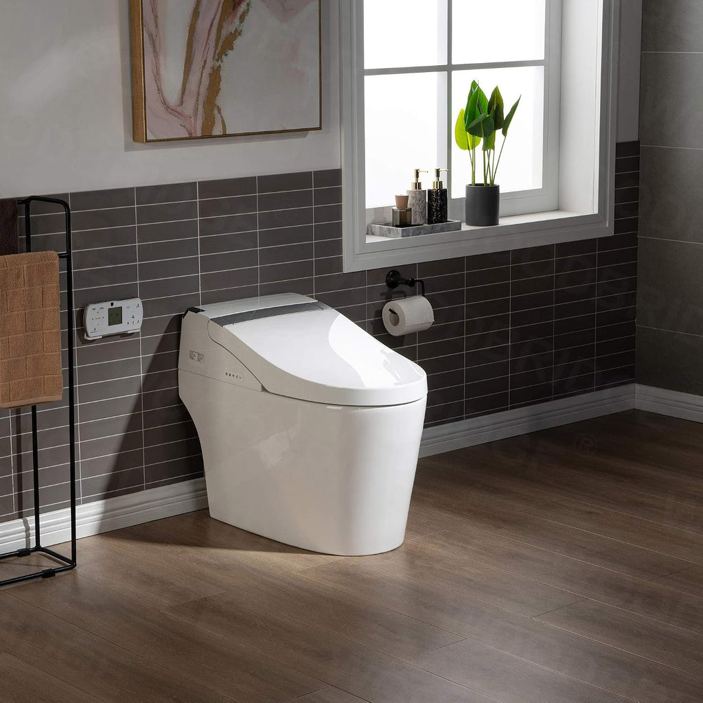 WOODBRIDGE B0960S Auto Flush, Auto Open & Auto Close, 1.28 GPF Single Flush Toilet with Smart Toilet Seat and Wireless Remote Control, Chair Height