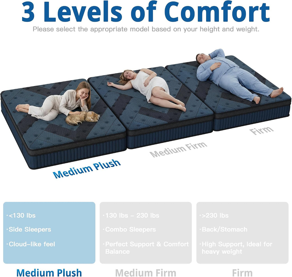 inight Queen Mattress, 12 Inch Medium Soft Hybrid, Nebulign Foam, Cloud Plush for Lightweight (<130lbs) & Side Sleepers, Fiberglass-Free, CFR 1633 Compliant