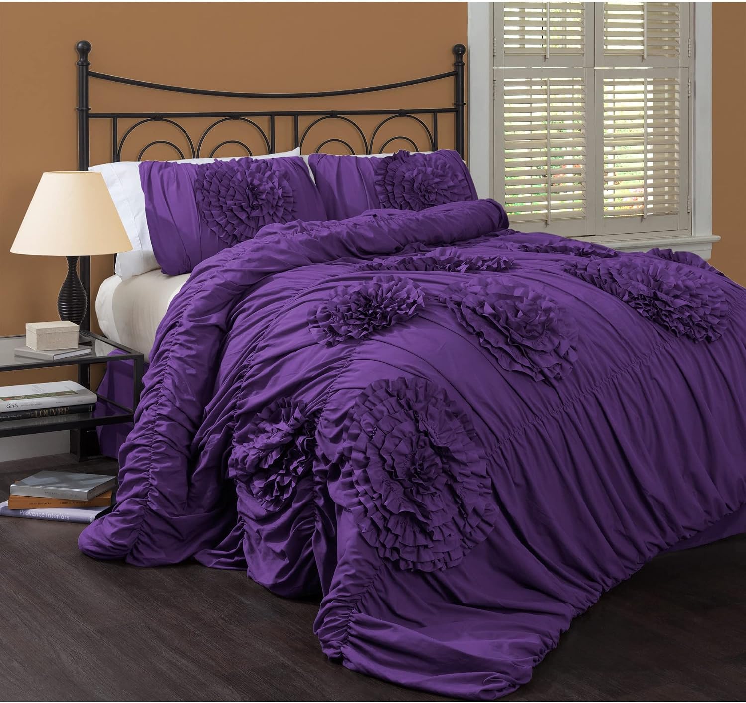 Lush Decor Serena Comforter Set, 3 Piece Set, Full/ Queen, Light Gray - Cute Comforter - Queen Bedding Set - Gray Comforter Queen Size - Coquette Decor