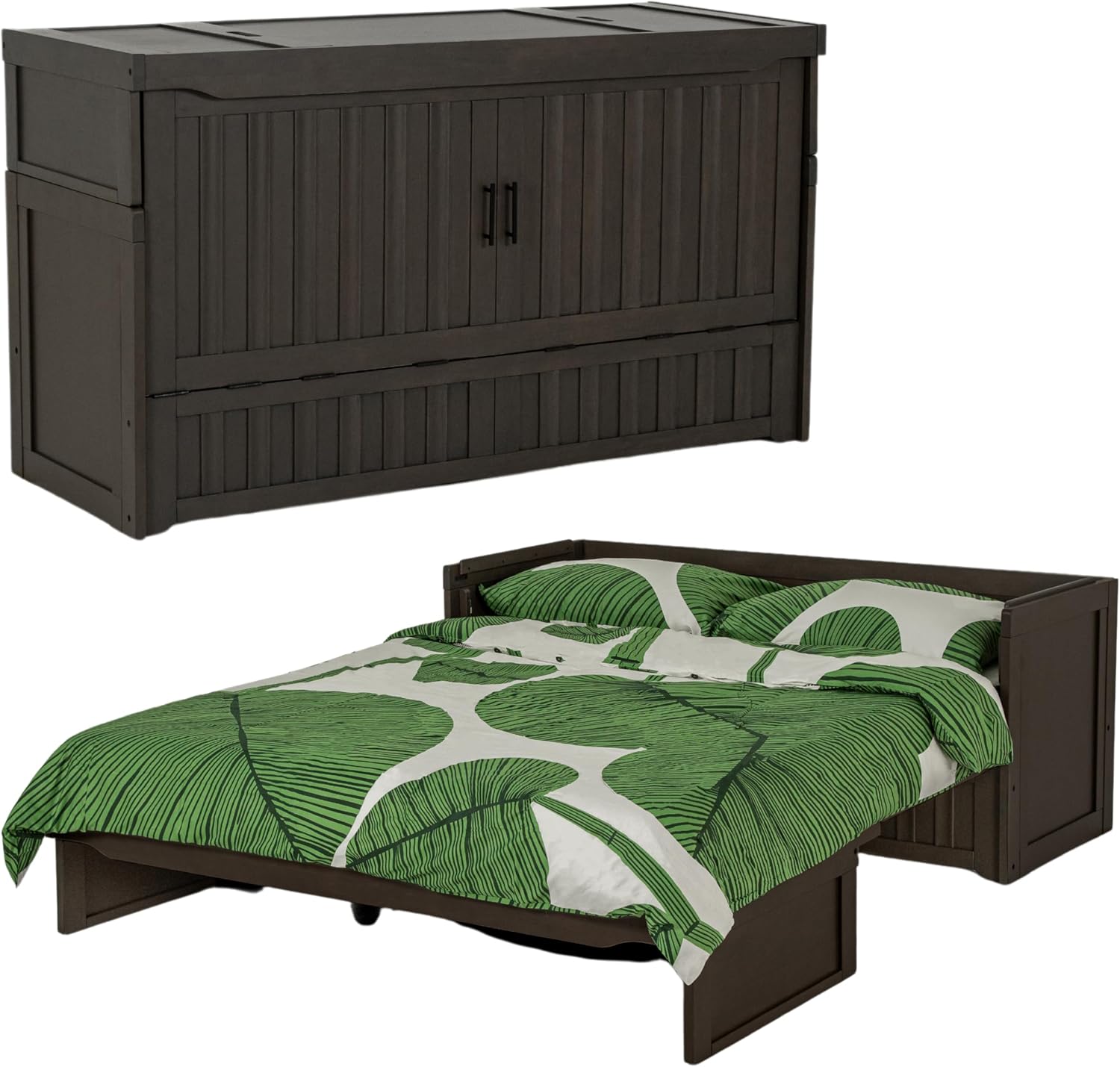 NIGHT & DAY Furniture Murphy Cube Cabinet Bed (Fluted Stonewash)