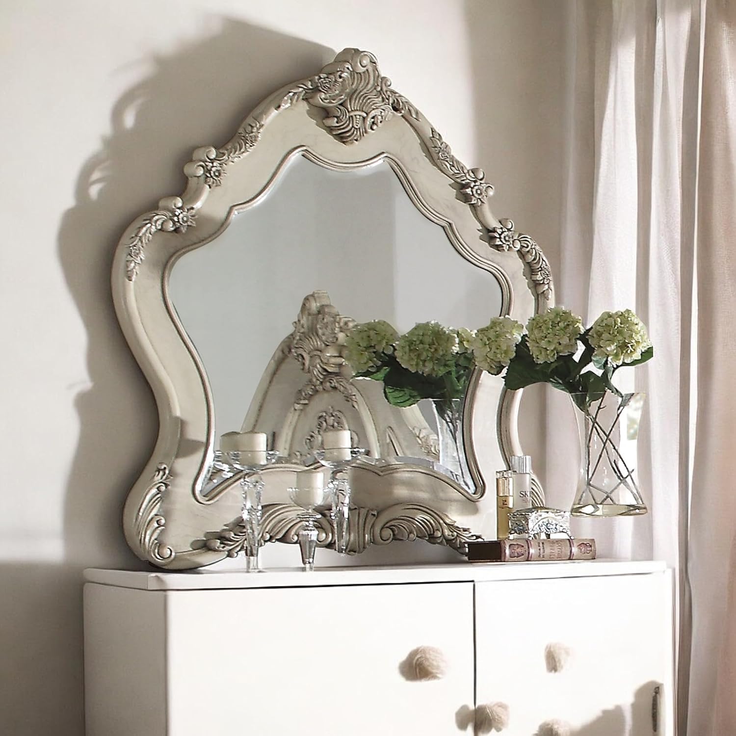 ACME Furniture Ragenardus Mirror, Antique White