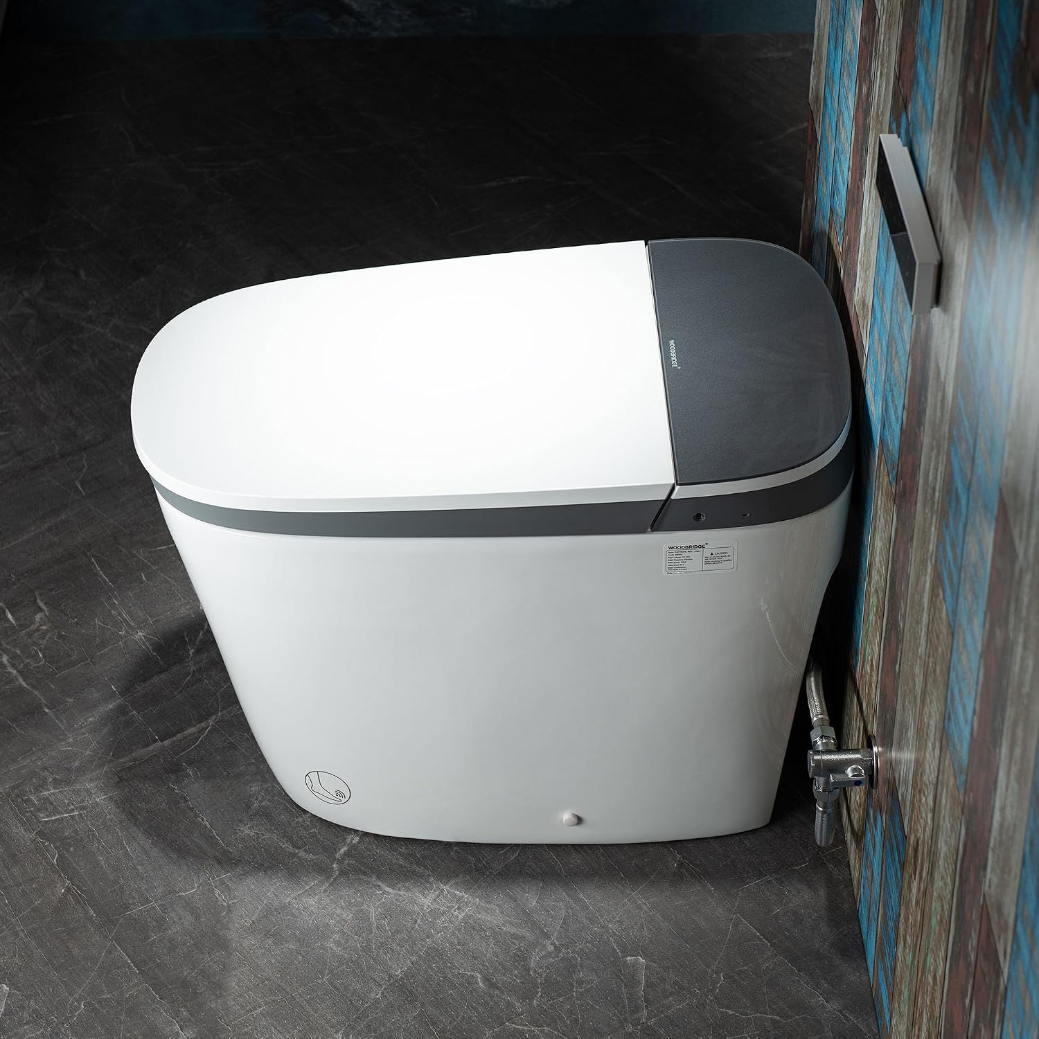 WOODBRIDGE Smart Toilet 1.28 GPF Dual Flush, Auto Open & Close, Auto Flush, Foot Sensor,1000 Gram MaP Flushing Score,Movement Drying,Heated Seat,ADA Chair Height and Cleaning Foam Dispenser