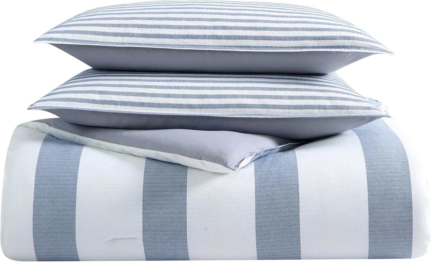 Nautica - Queen Comforter Set, Soft & Breathable Cotton Bedding with Medium Weight Feel, Reversible 3 Piece Bed Set with Matching Pillowcases (Fairwater Blue)
