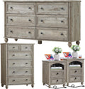 Farmhouse Dressers & Night Stand Set of 4, Wood 54' Wide Dresser & 43.5'Tall Chest of Drawers, 18' with Charging Station Nightstand Set of 2, Bedroom Furniture Dresser Set for Home Living Room Hallway