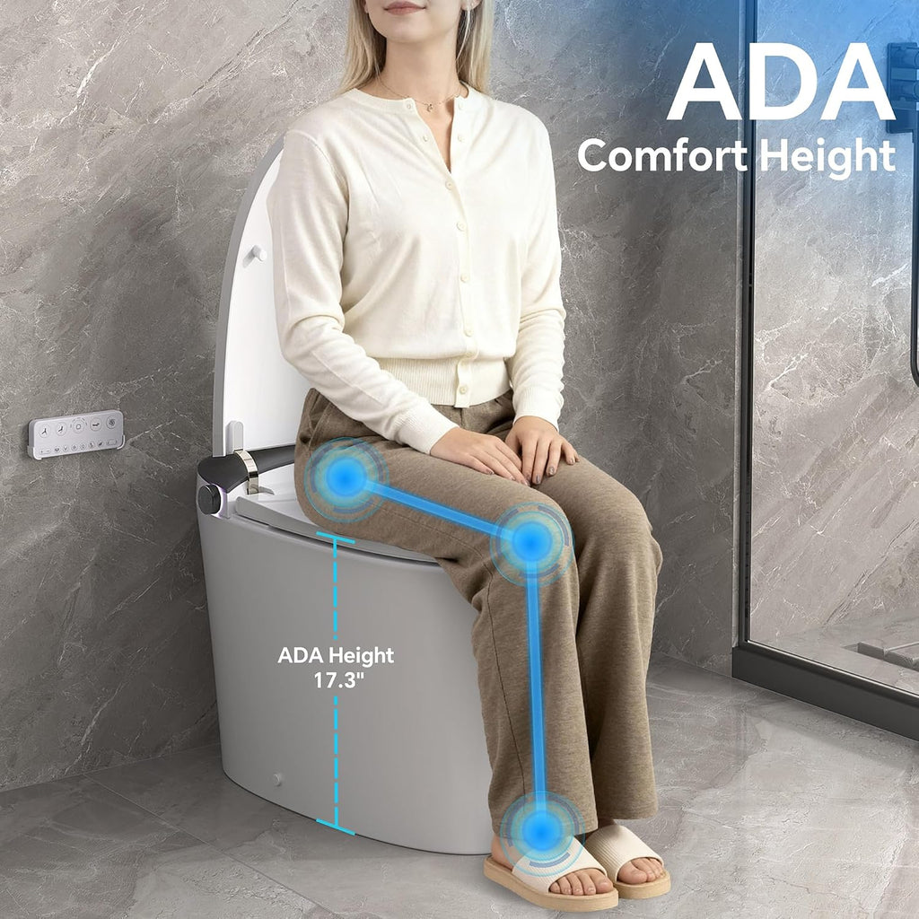 Elongated Smart Toilet with Bidet,Smart Toilet withComfort Height Heated Seat,MAP 1000g Powerful Flush,Warm Water,Dryer,Night Light,Dual Flush 1.1,1.6GPF for Bathrooms.