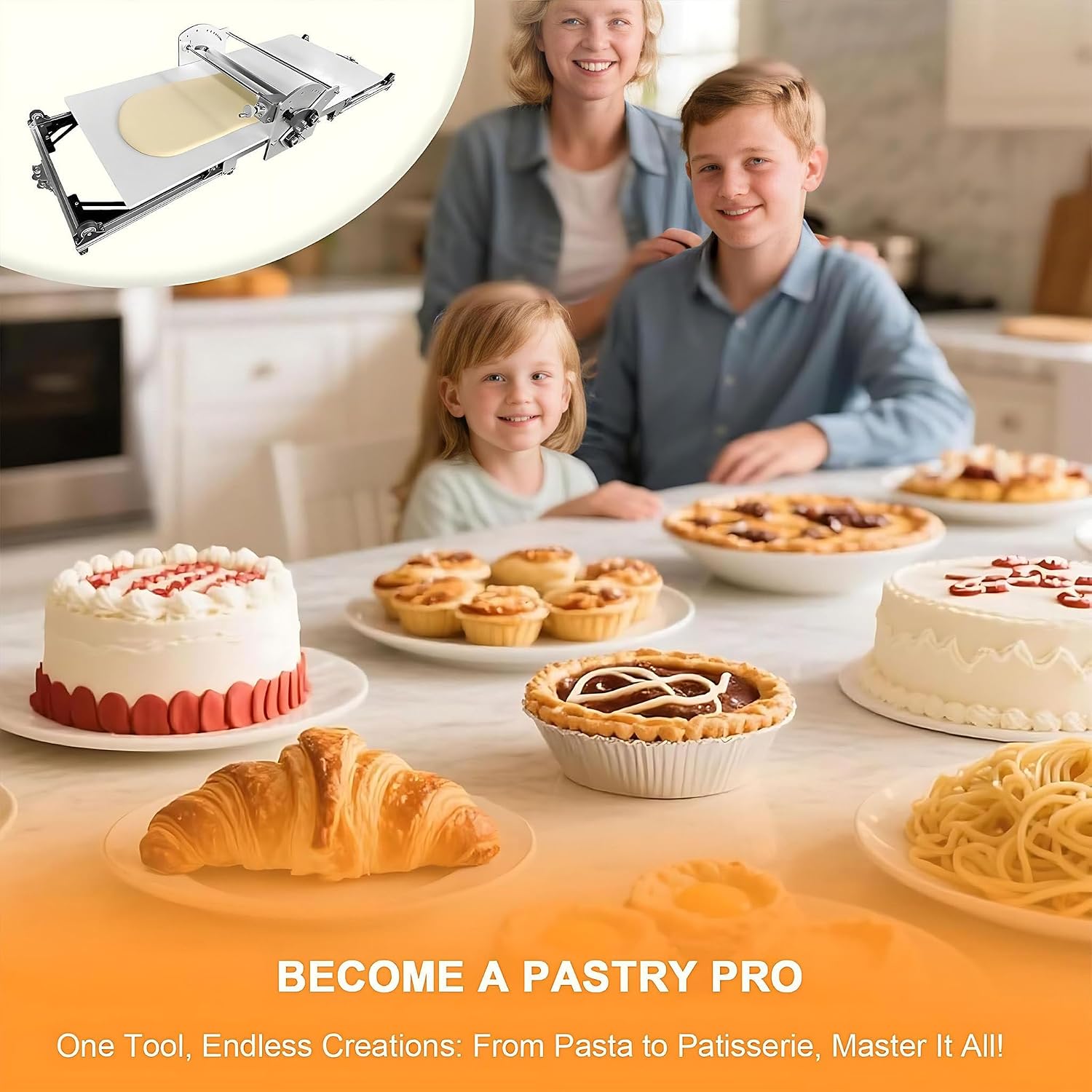 Foldable Electric Dough Sheeter, Automatic Pastry Maker with 2-30mm Precision Control, Commercial Grade for Bakery, Hotel & Home Kitchen DS408