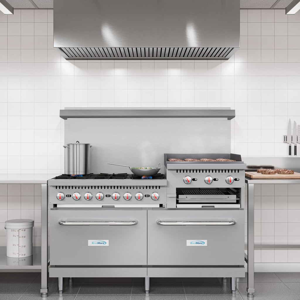 KoolMore 60 in. 6 Burner Commercial Natural Gas Range with 24 in. Griddle and Broiler (KM-CRGB60-NG)