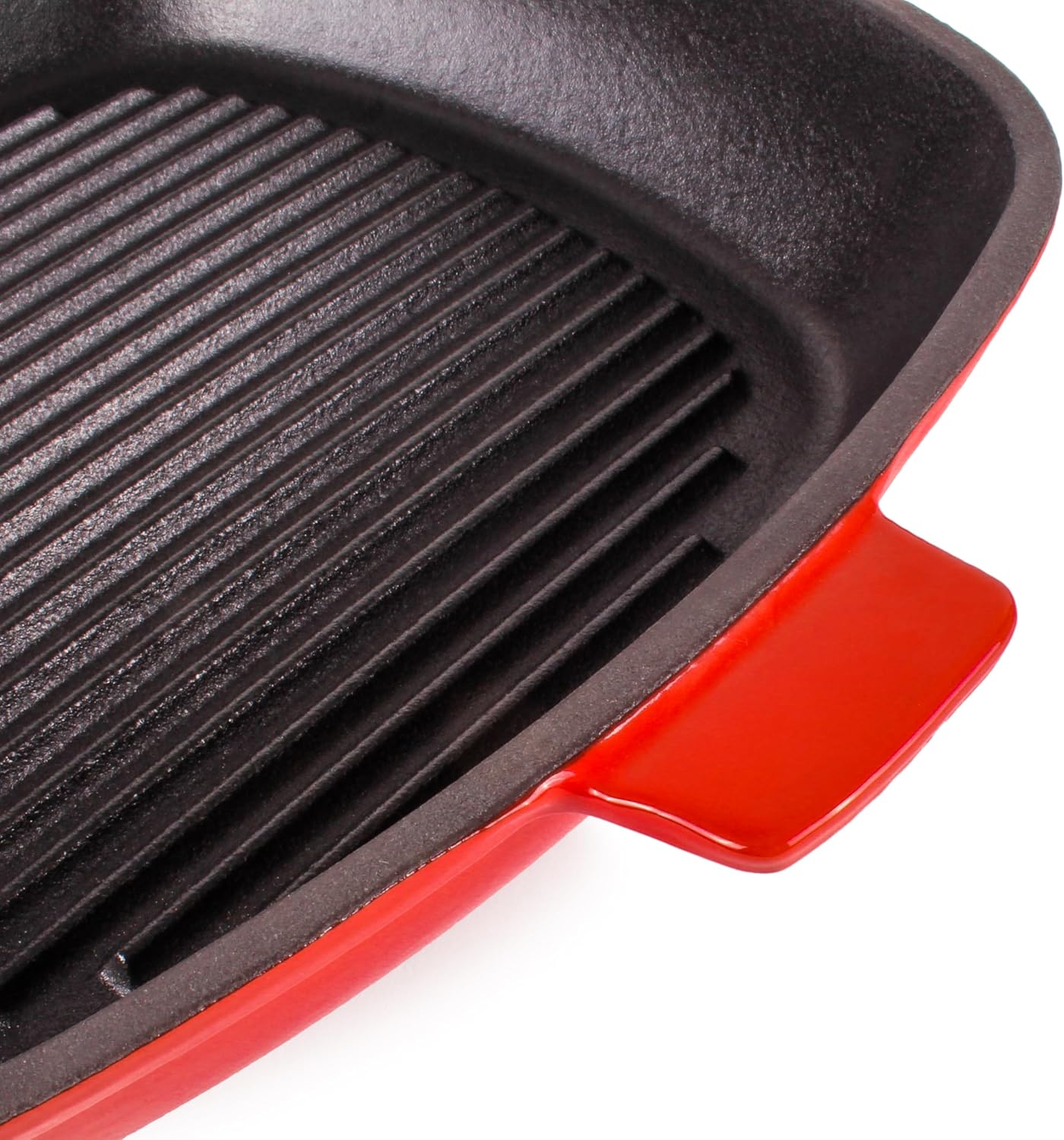 BergHOFF 3Pc Neo Enameled Cast Iron Cookware Set, 3qt. Dutch Oven, Matching Lid, Square Grill Pan 11 Inches, Oven Safe Up To 400°F, Red