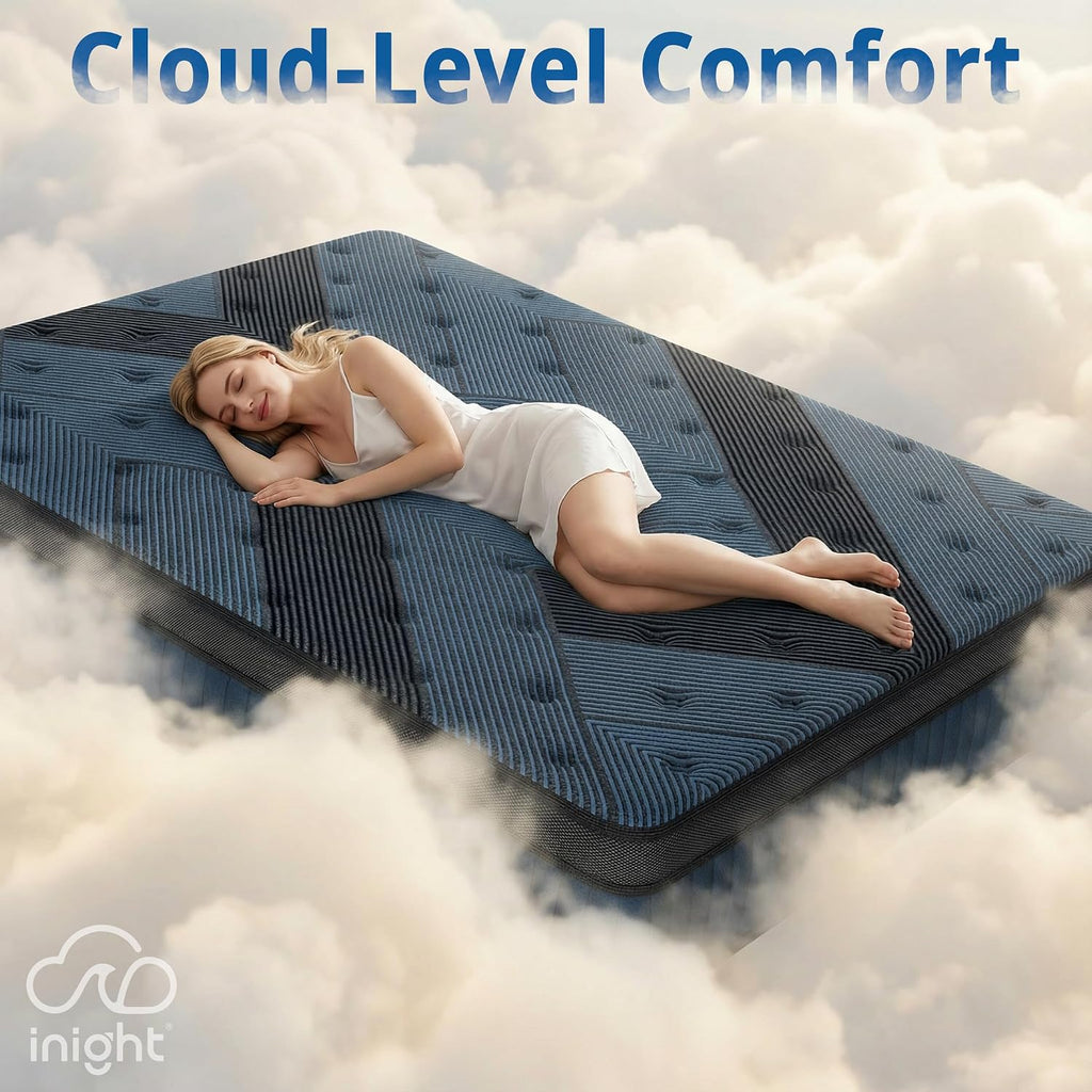 inight Queen Mattress, 12 Inch Medium Soft Hybrid, Nebulign Foam, Cloud Plush for Lightweight (<130lbs) & Side Sleepers, Fiberglass-Free, CFR 1633 Compliant