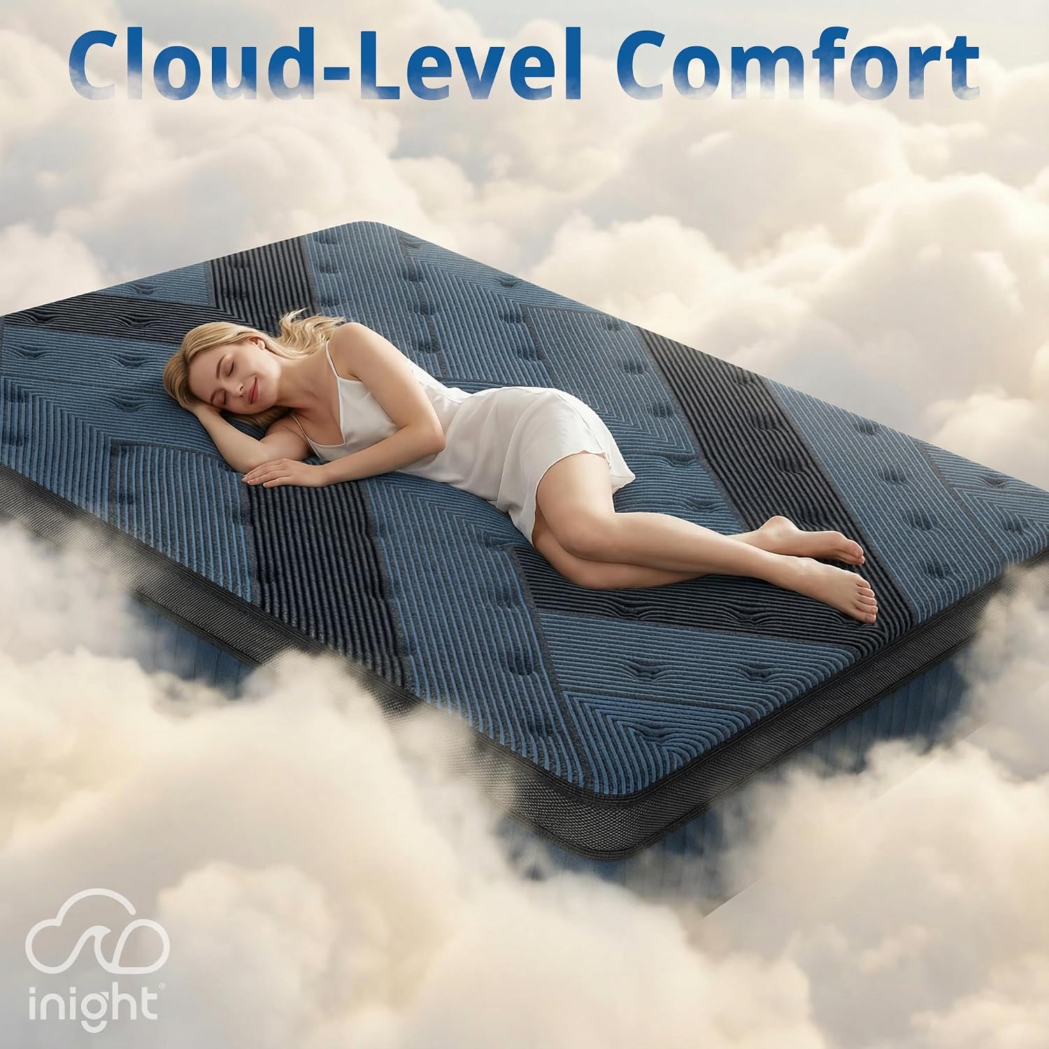 inight Queen Mattress, 12 Inch Medium Soft Hybrid, Nebulign Foam, Cloud Plush for Lightweight (<130lbs) & Side Sleepers, Fiberglass-Free, CFR 1633 Compliant