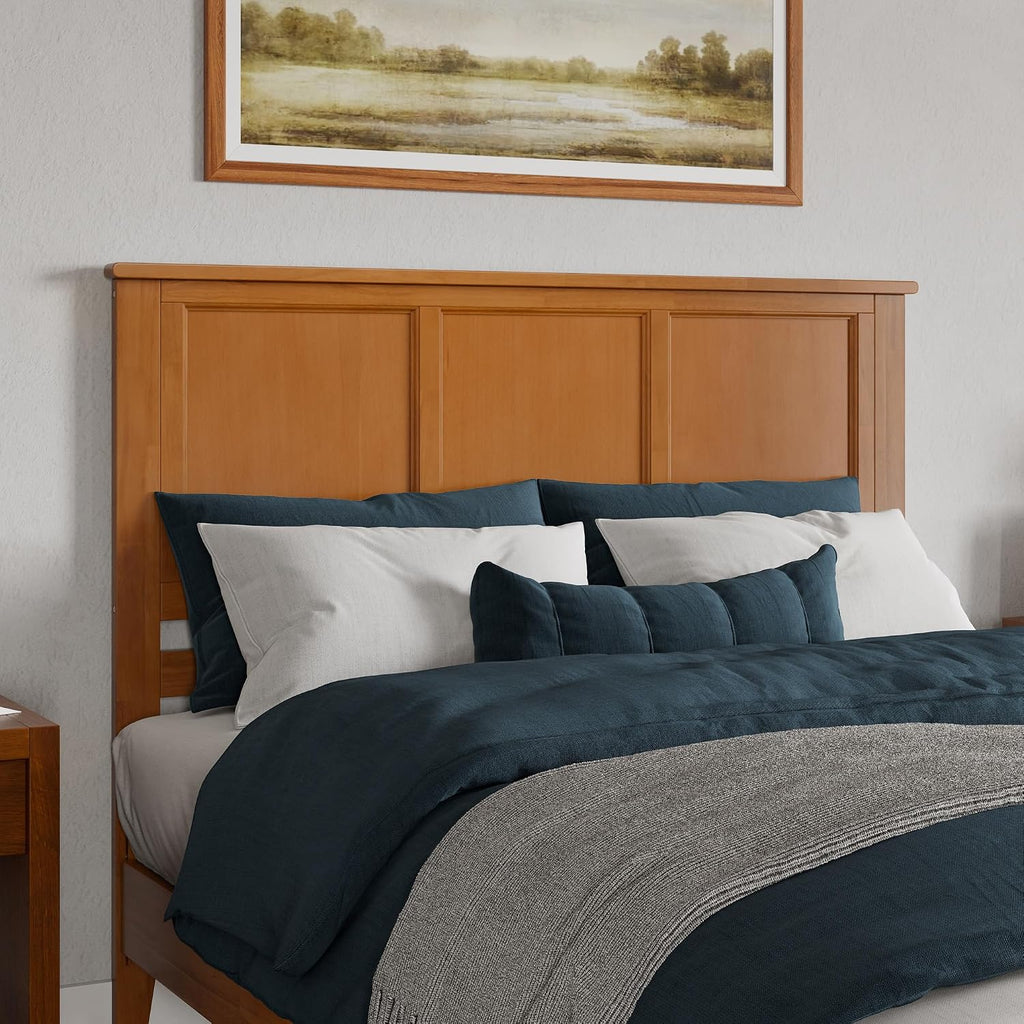 AFI, Charlotte Queen Solid Wood Low Profile Platform Bed, Light Toffee
