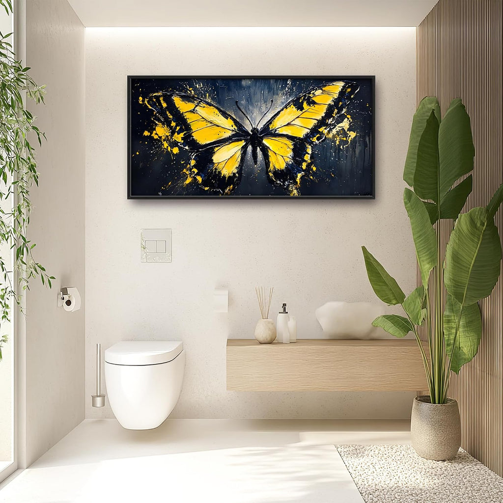 Butterfly Large Wall Art Framed Wall Decor for Living Room Black Butterfly Pictures Oversized Canvas Print Painting Modern Extra Large Framed Artwork for Bedroom Office Home Decor 60'x30'