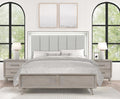 Roundhill Furniture Seluna 3-Piece Bedroom Set with Touch LED Lighting, Gray Oak Finish, King