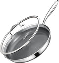 GiPP Tri-Ply Stainless Steel Frying Pan, 12 inch Hybrid Frying Pans Nonstick Skillets, Dishwasher and Oven-Safe, Induction Ready, Compatible with All Cook tops, PFOS/PFOA Free